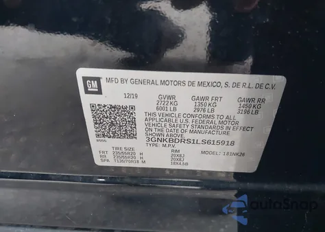 2020 Chevrolet Blazer Fwd 3Lt z USA, uszkodzony, nr VIN 3GNKBDRS1LS615918